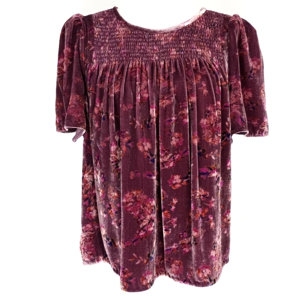 Rebecca Taylor Plum Jewel Velvety Smocked Top - Picture 5 of 15